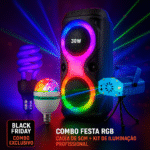 Caixa de Som RGB 30W + KIT FESTA 2026 Jogo de Luzes (Edição Completa com Desconto)